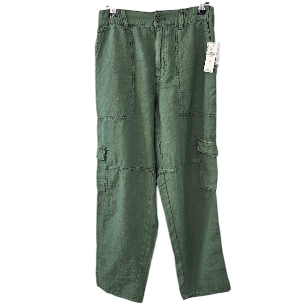Anthropologie Pilcro Slim Linen Blend Beach Cargo Pants, Green, Size XS, NWT